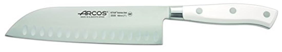 Arcos 7-Inch Riviera gama cuchillo Santoku con mango blanco