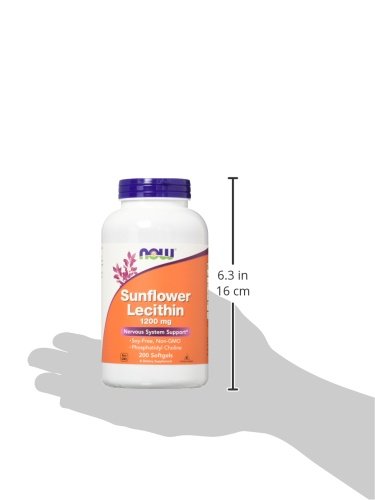 NOW Lecithin de girasol 1200 mg, 200 cápsulas blandas