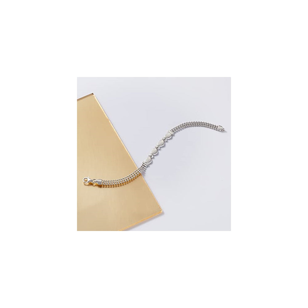 Pulseras y tobilleras de plata ley con cuentas de corazón