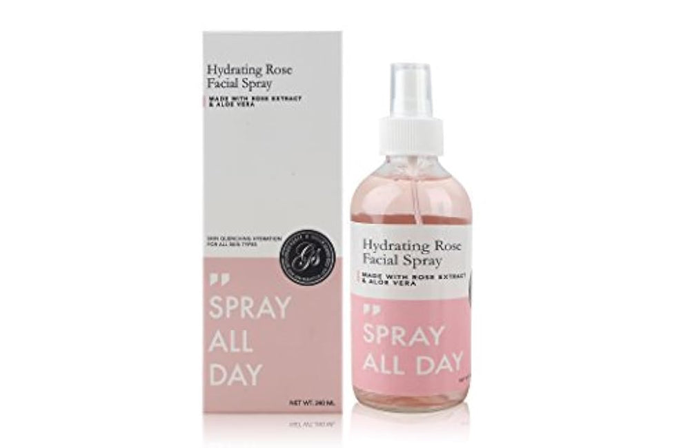 Grace and Stella Co. Rose Skin Collection - Espray facial de agua de rosa (240 ml / 8 onzas fluidas) y / o rosa de cuarzo Jade Roller Gua Sha