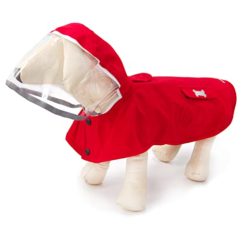 Impermeable impermeable para perros con poncho, chaqueta de lluvia amarilla ajustable con agujero para correa para perros pequeños, medianos y grandes