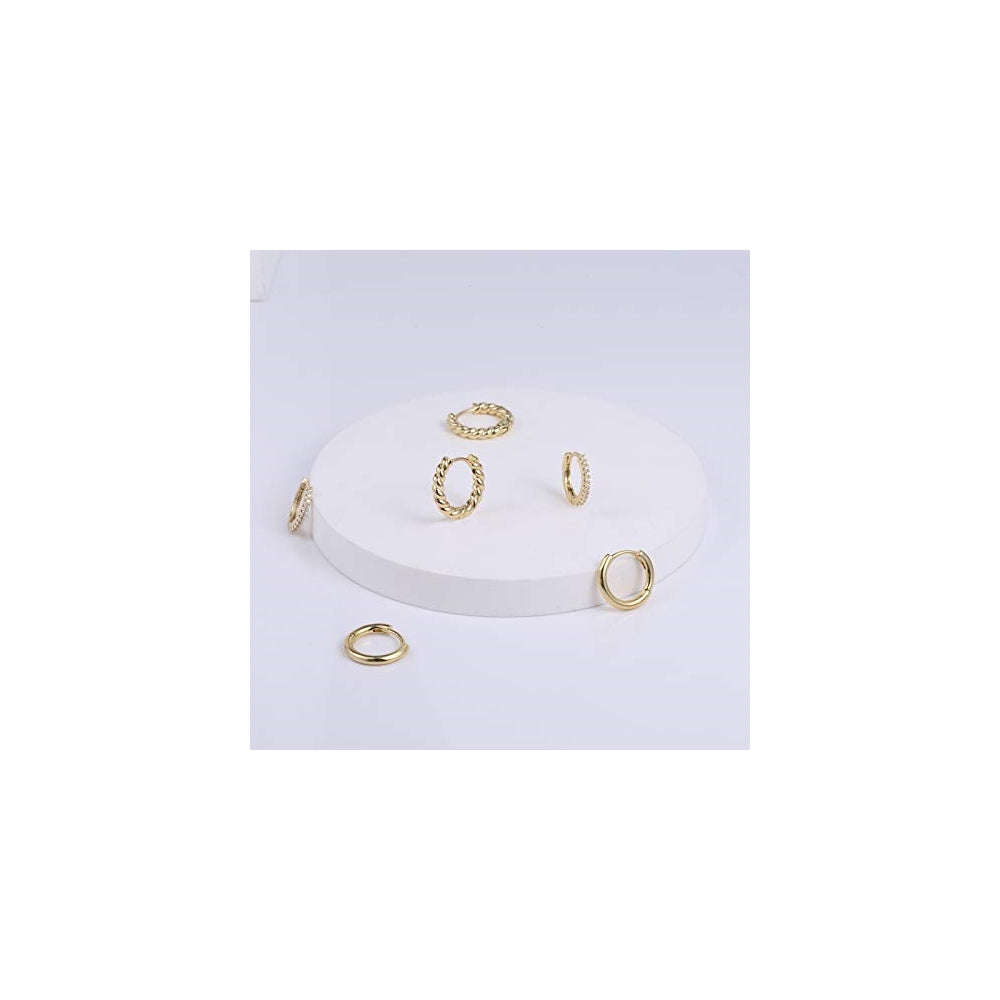 Aretes de aro pequeños de oro de 14 quilates hipoalergénicos