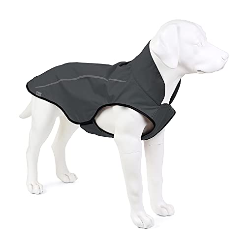 Mile High Life Chubasquero para perro, ropa ajustable a prueba de agua, chaqueta ligera con tira reflectante, cierre fácil de poner, gris oscuro, XXS