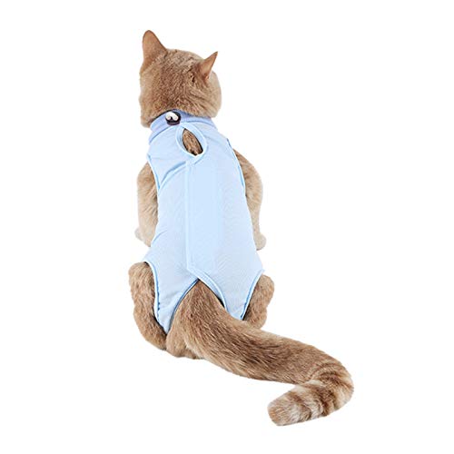 TORJOY Mono de gatito, traje profesional de recuperación de gatos para heridas abdominales o enfermedades de la piel, después de la cirugía, uso antilesiones, alternativa transpirable de cuello E para gatos