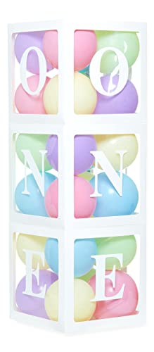 KIT decoraciones de primer cumpleaños del bebé, cubo transparente bloquea letras 'ONE' como decoración de pastel Smash para sesión de fotos en pasteles, tema de unicornio arcoíris