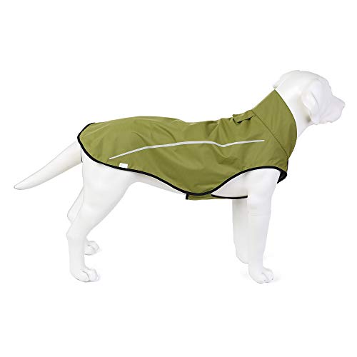 Mile High Life Chubasquero para perro, ropa ajustable a prueba de agua, chaqueta ligera con tira reflectante, cierre fácil de poner, amarillo lima, XXS