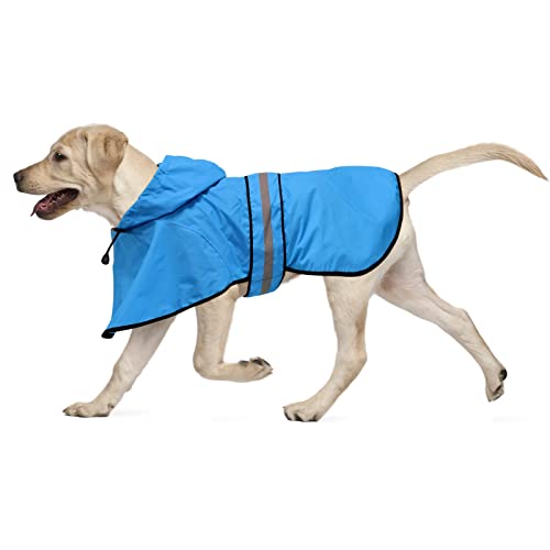Weesiber Chubasquero para perros, impermeable, ajustable, reflectante, con capucha, ligero, poncho para perros pequeños, medianos y grandes y cachorros