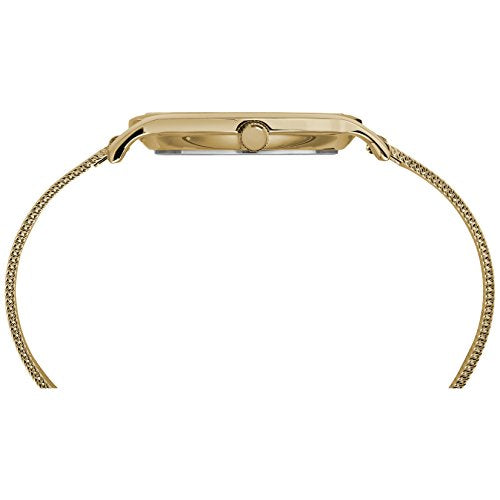 Reloj dorado de pulsera de malla-acero inoxidable para mujer
