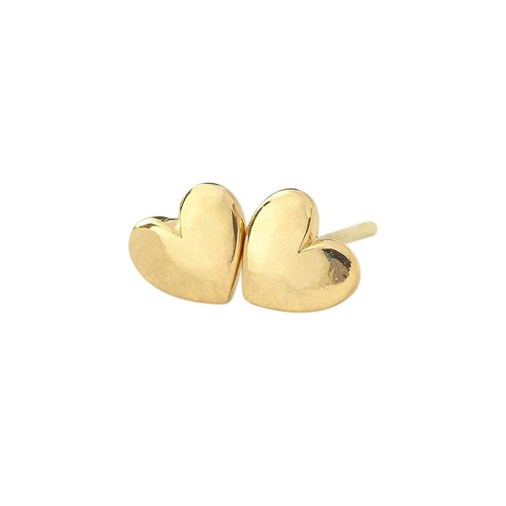 Aretes de corazón chapados en oro de 24 quilates