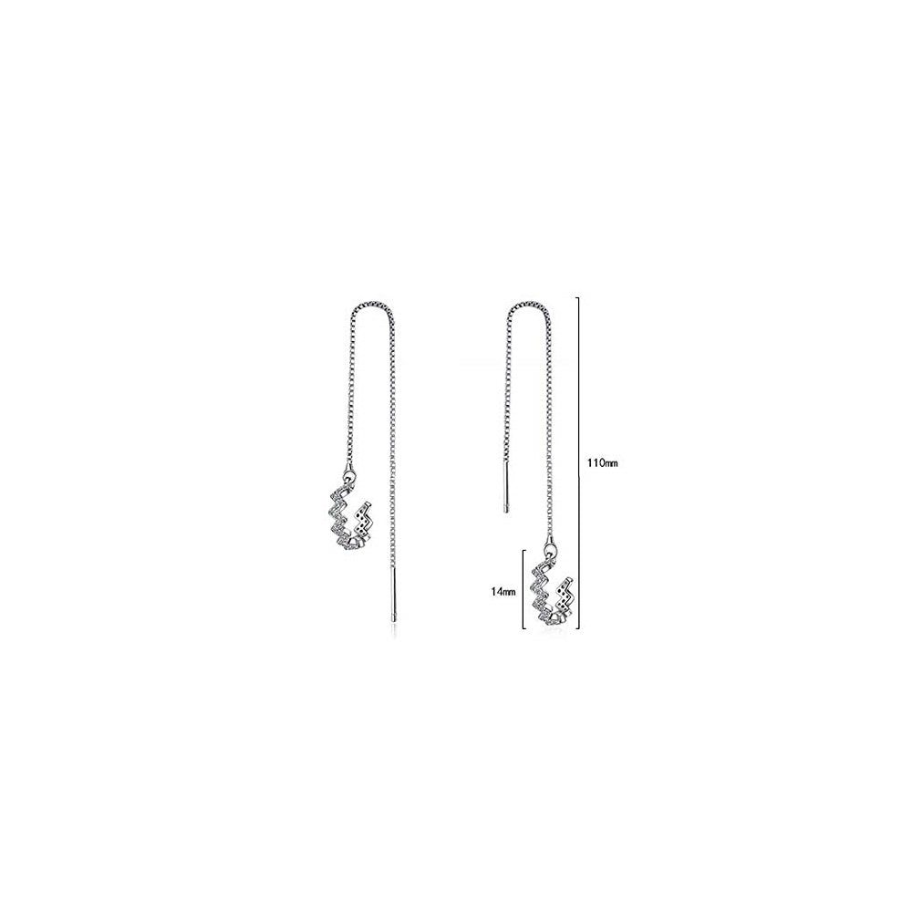 Aretes de borla de plata con forma de onda para mujer