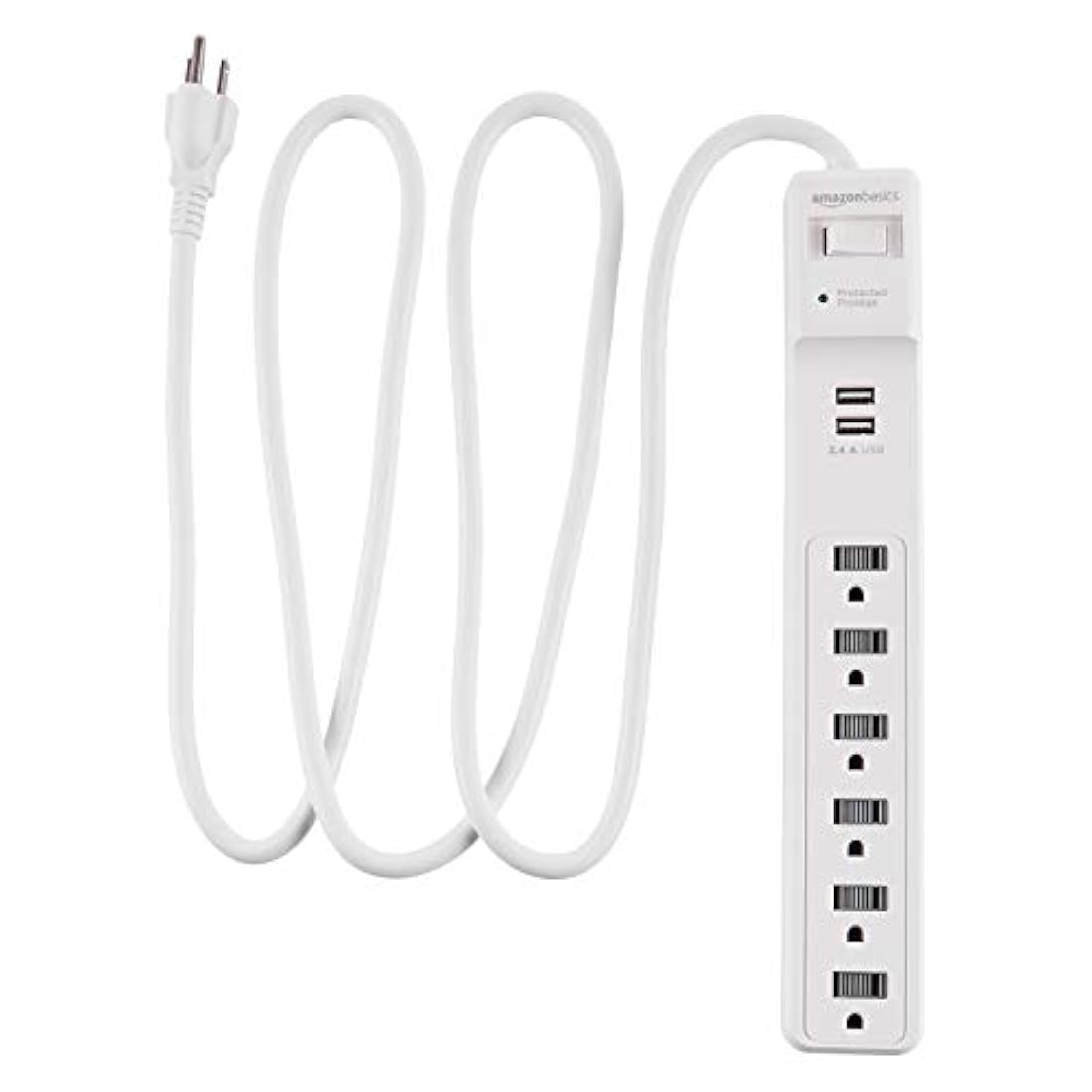 Protector de sobretensiones de 6 tomas con 2 puertos USB
