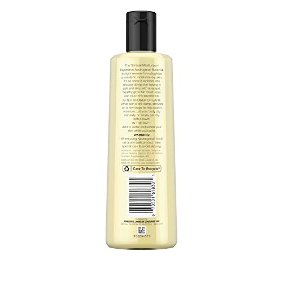 Aceite corporal Neutrogena, Fórmula sésamo liviano