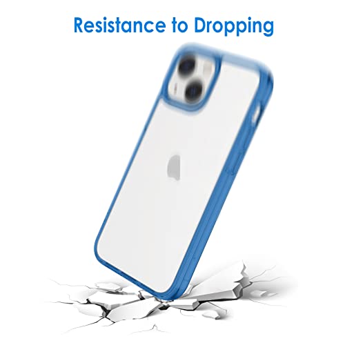 JETech - Funda compatible con iPhone 13 de 15,5 cm, a prueba de golpes, con parte trasera transparente, antiarañazos (azul)