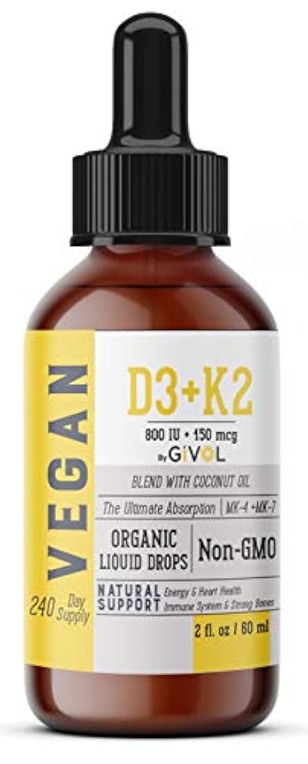 Vitamina líquida orgánica D3 (como liquen) K2