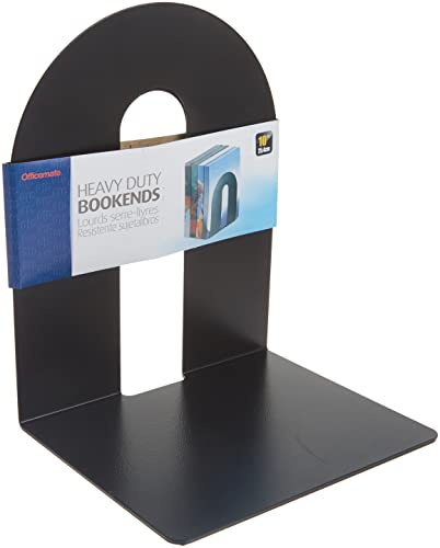 Officemate Sujetalibros resistentes de 10 pulgadas, base antideslizante, negro, par (93142)