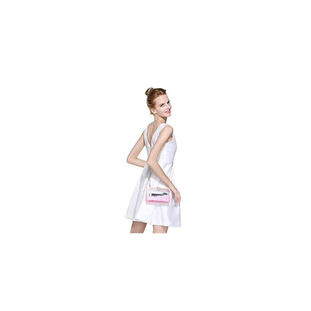 Bolso de mano con lentejuelas transparentes para fiestas
