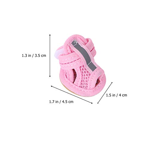 Hemobllo Zapatos de verano para perro, zapatos de malla transpirables para perro, sandalias antideslizantes para mascotas, protectores de patas de perro, para mascotas, perros pequeños, gatos, cachorros (4 unidades, rosa), talla 1