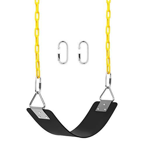 AGPTEK - Juego de columpio, asiento basculante con cadenas de 65.7 in, revestimiento de termoplástico, soporte de 660 libras, asiento oscilante, accesorios de repuesto con ganchos para exteriores, patio de recreo, selva y gimnasio, color negro