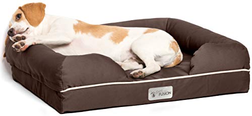 PetFusion Ultimate - Cama ortopédica para perro | Espuma viscoelástica CertiPUR-US sólida | Múltiples tamaños/colores, refuerzo de firmeza media, forro impermeable, funda transpirable de 35% algodón, seguro para la piel