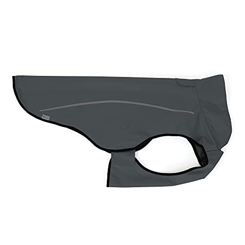 Mile High Life Chubasquero para perro, ropa ajustable a prueba de agua, chaqueta ligera con tira reflectante, cierre fácil de poner, gris oscuro, XXS