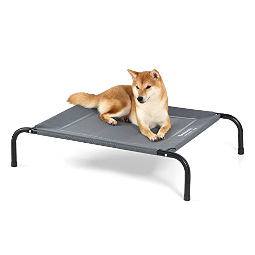 Bedsure Elevated Dog Bed, Outdoor Raised Dog Cots Beds with No-Slip Feet, Stable Frame & Durable Supportive Teslin Recyclable Mesh, Breathable, Indoor and Outdoor Pet Beds, Fits up to 40-85 lbs, S-L Sizes