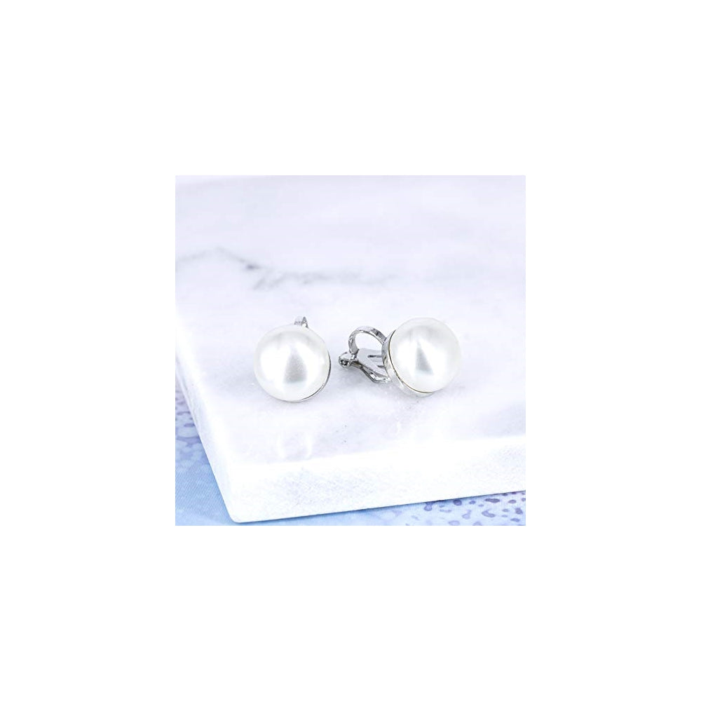 Aretes Clip de perlas de agua dulce simuladas para mujeres