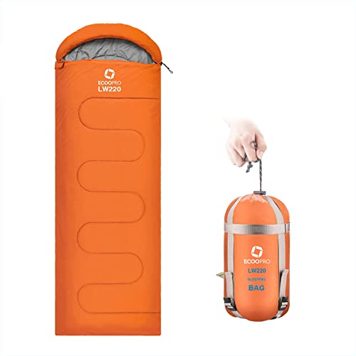 ECOOPRO Saco de dormir para clima cálido, portátil, impermeable, compacto, ligero, cómodo con saco de compresión, ideal para acampar al aire libre, mochileros y senderismo-83 pulgadas de largo x 30 pulgadas de ancho, para adultos
