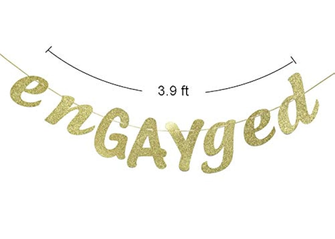 Cartel con purpurina de EnGAYged, fiesta de compromiso gay