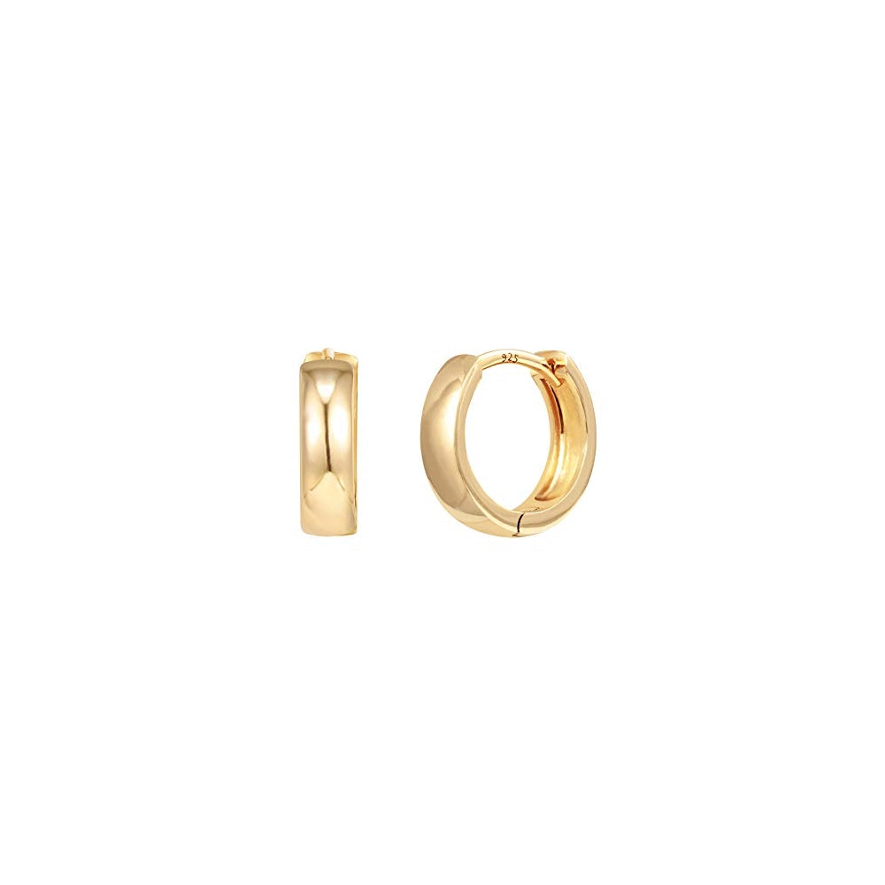 Aretes de plata tipo argolla chapados en oro para mujer