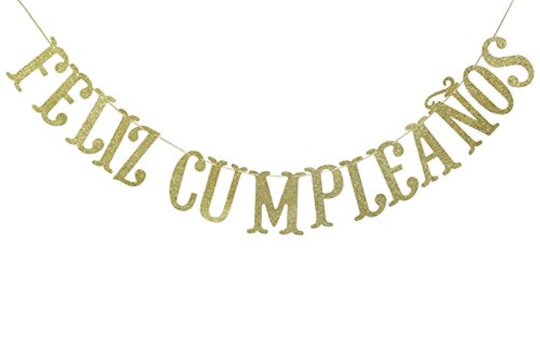 Feliz Cumpleaños con purpurina dorada, (dorado)