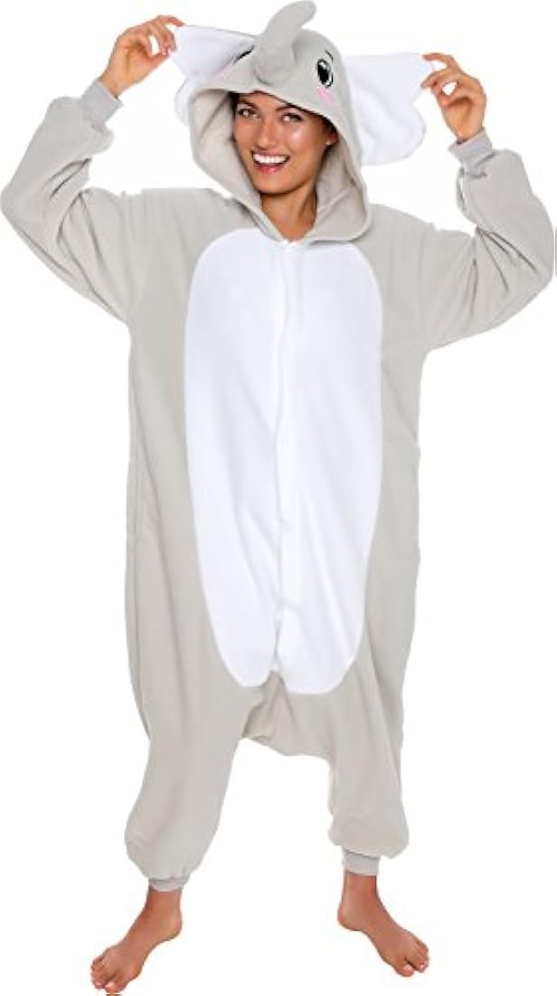 Disfraz de felpa de una pieza de elefante para adultos.