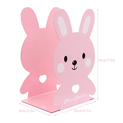 Sujetalibros de metal de conejo rosa con forma de corazón hueca, extremos de libro de hierro para niños, escuela, biblioteca, cumpleaños, Navidad, estudio, regalo, decoración del escritorio del hogar