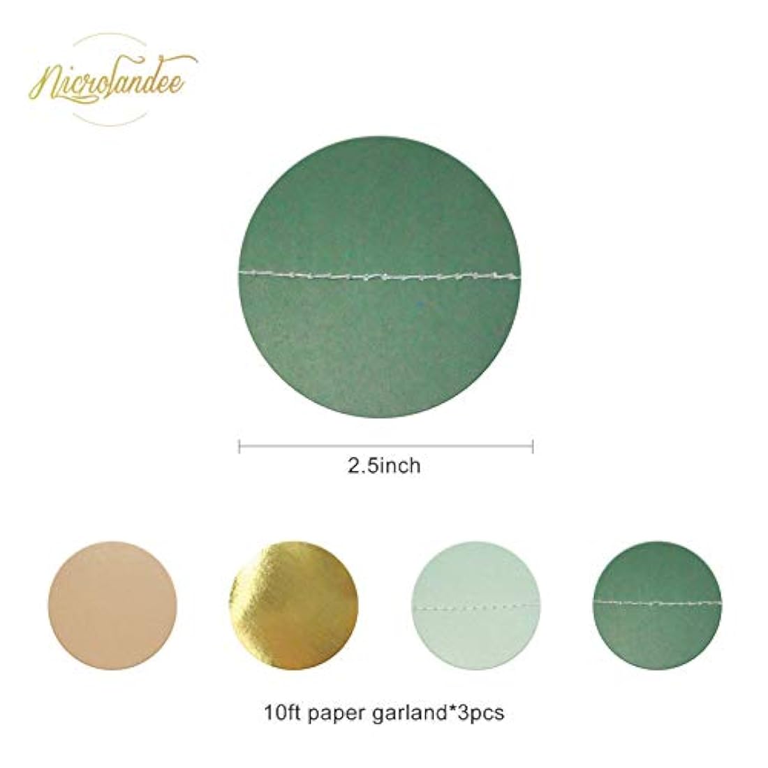 Guirnalda de papel con puntos verdes de bosque para colgar