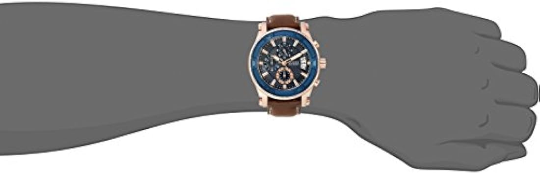 Guess Hombre piel café y Rose Gold-Tone Reloj Deportivo