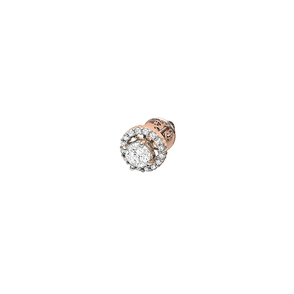 Aretes de tuerca redondos con halo de diamante blanco