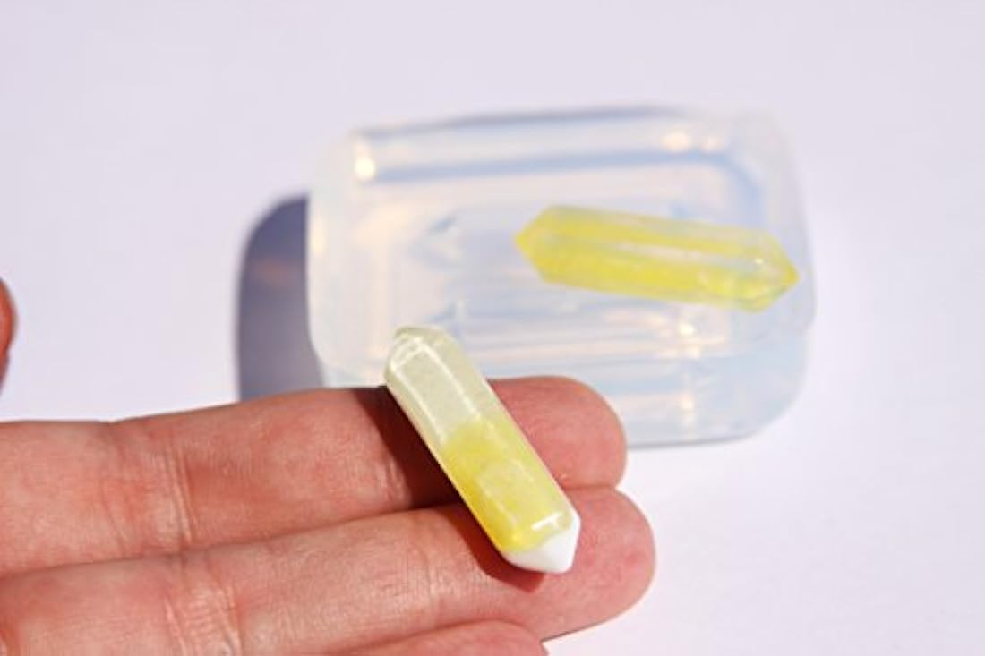 Claro silicona moldes, 2 Crystal Healing doble punto hexagonal de Chakras Varita Stick 31 x 8 mm. (3 – 11)