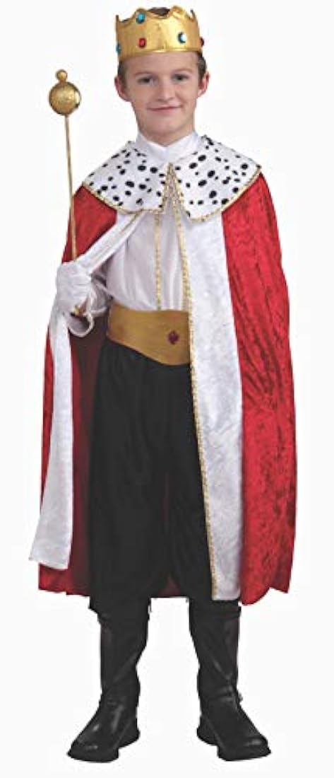 Disfraz de rey majestuoso para niños, Rojo, blanco, negro