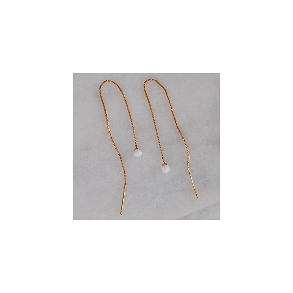 Aretes enhebradores para mujer con ópalos