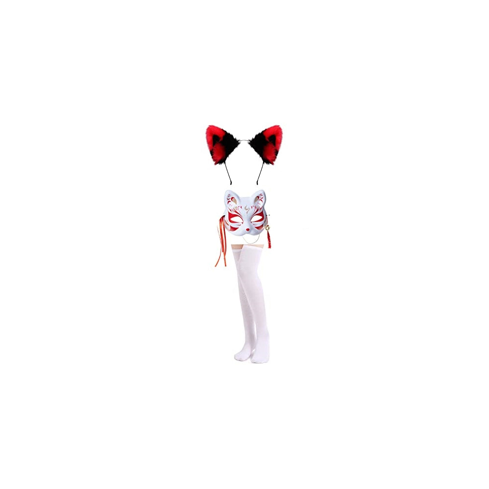 Disfraz de zorro de anime japonés rojo y blanco talla XS