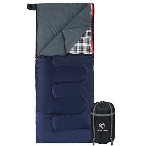 REDCAMP Saco de dormir de franela de algodón para acampar, senderismo, mochilero, cálido y cómodo, con relleno de 2/3/4 libras