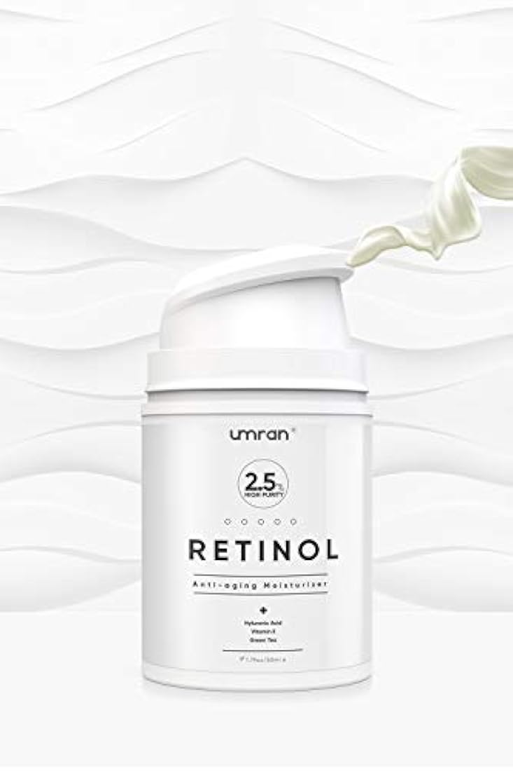Crema de retinol premium UMRAN, crema hidratante antienvejecimiento 2,5% para el cuidado facial y ocular, esencia antiarrugas con ácido hialurónico, crema de día y noche, vitamina E y té verde, 1.7 fl oz, 1.7 fl.Oz