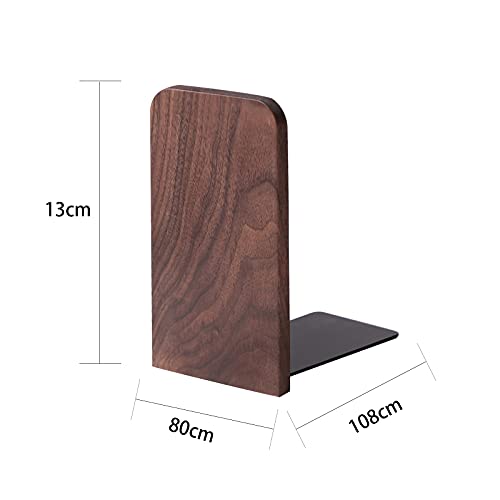 Muso - Sujetalibros de madera de nogal para oficina, 5.1 x 3.1 in, 2 pares de nogal.