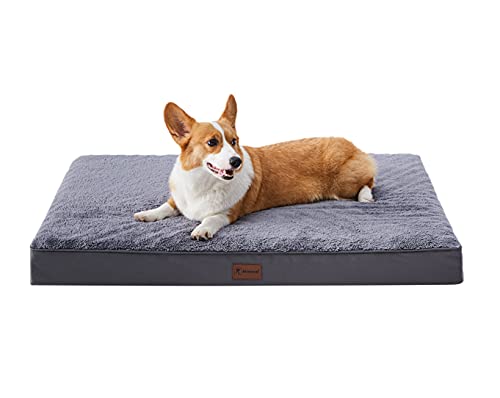 MIHIKK Cama ortopédica para perros medianos y grandes, cama de espuma con caja de huevos con funda impermeable extraíble, lavable a máquina