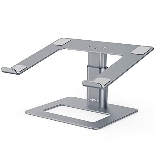 BoYata - Soporte ergonómico de aluminio ajustable en altura, soporte para computadora portátil para escritorio, compatible con MacBook Pro/Air, Dell, Lenovo, HP, Samsung, más portátiles de 11 a 17 pulgadas