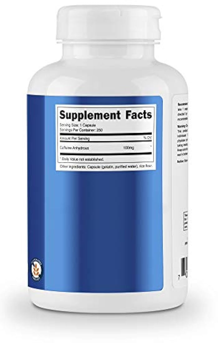 Nutricost Pastillas de cafeína 100 mg por porción, 250 cápsulas, 1