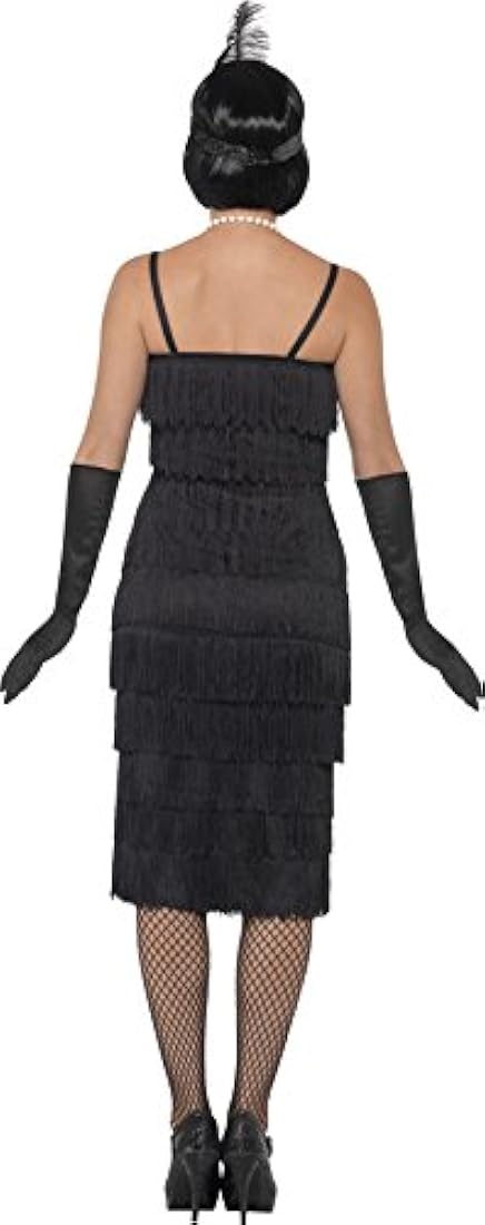 Disfraz de flapper, años 20, color negro, para mujer