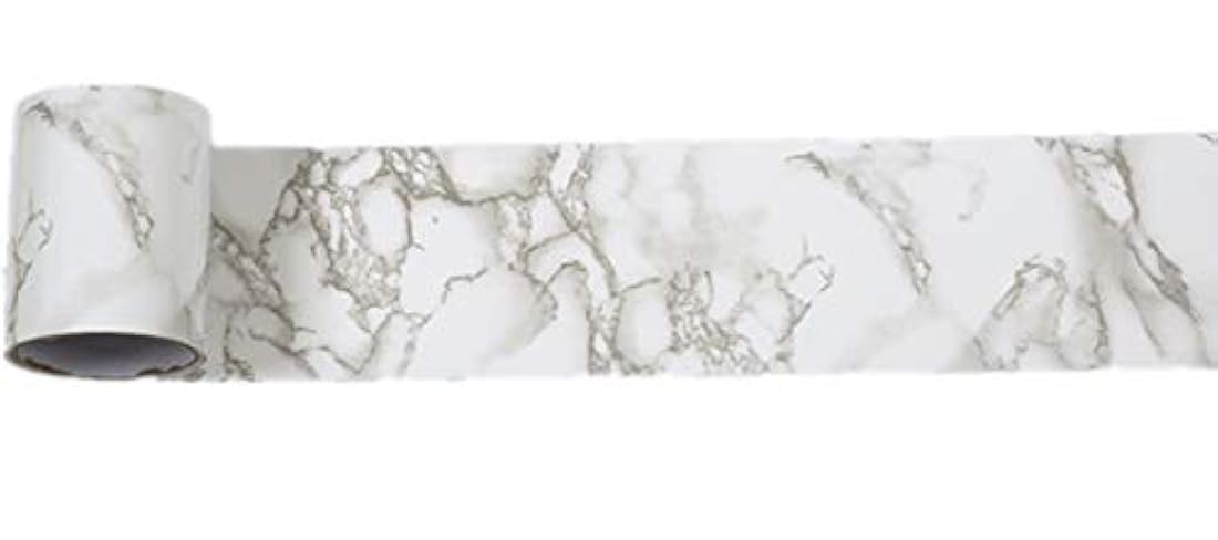 cenefa de papel pintado de mármol blanco azulejos de cocina