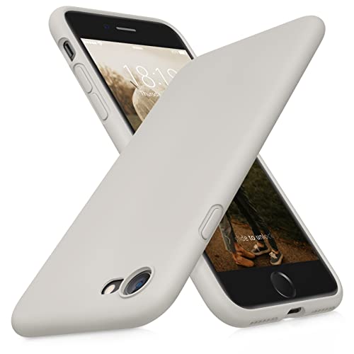 DTTOCASE - Funda para iPhone SE 2022/2020, iPhone 8, iPhone 7, funda de silicona líquida para iPhone SE 8 7 de 4.7 pulgadas, funda protectora suave y sedosa colorida para niñas y mujeres, color gris roca