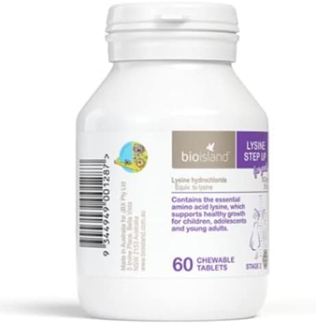 Bio Island Lysine para Jóvenes 60 Tabletas Masticables Importadas