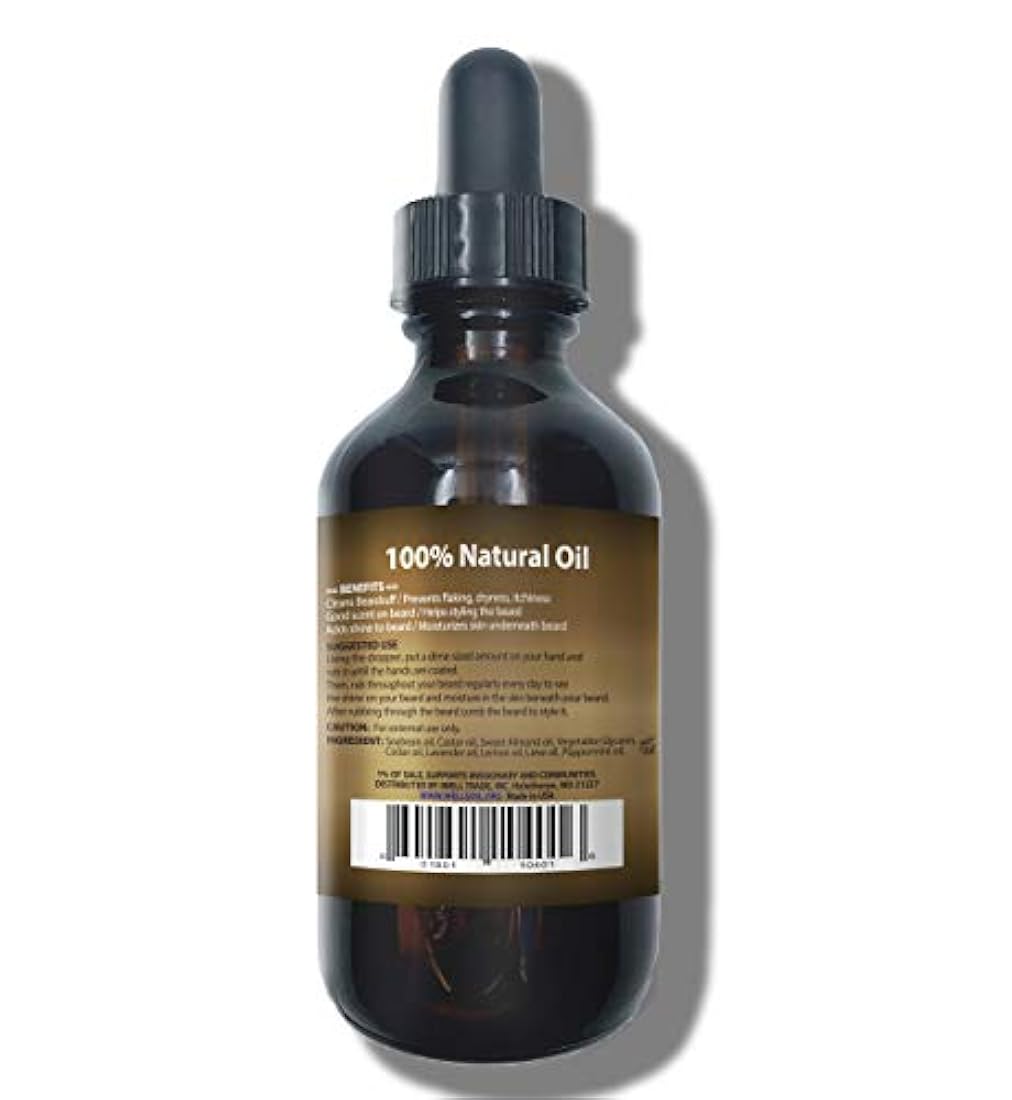 Aceite de barba de Well's de 1.0 fl oz, aceite de barba de crecimiento Mega, ingredientes 100% naturales, regalo perfecto para hombres, limpia el barro, evita el descamación, la sequedad y la picazón.